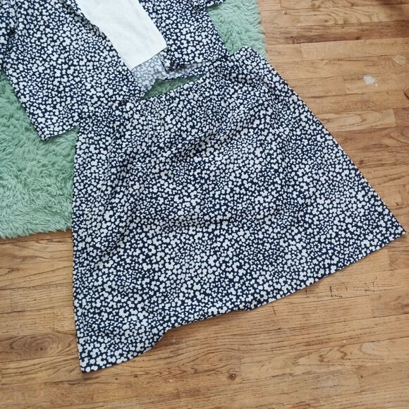 Vintage LYNN DAVIS Set of 2 Blouse + Skirt Floral Knit USA MADE Size 26W Padded - Picture 3 of 14